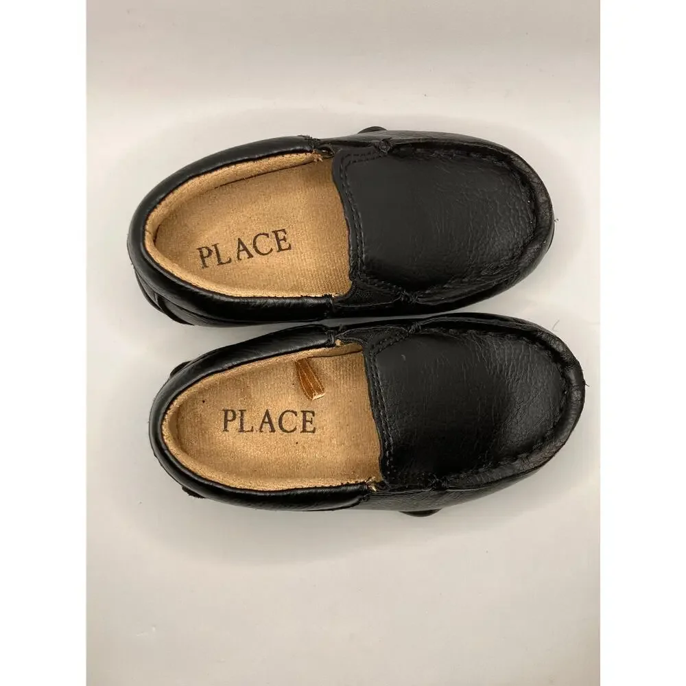 Children's PLACE Sz 4 Boys‎ Black Loafers Slip On Toddler Shoes Church Formal